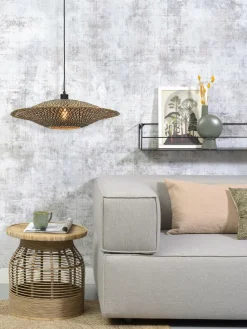 Good&Mojo Hanglamp Bali bamboe 60 x 15 cm zwart/naturel M