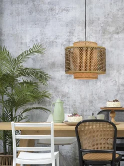 Good&Mojo Hanglamp Bhutan bamboe Ø 40 cm zwart naturel S