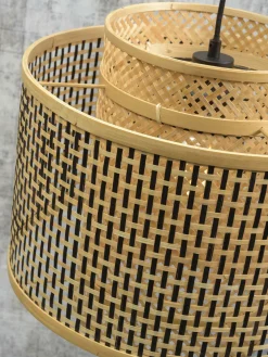 Good&Mojo Hanglamp Bhutan bamboe Ø 40 cm zwart naturel S
