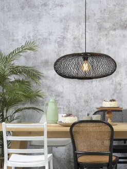 Good&Mojo Hanglamp Cango bamboe ellips dia.60x25cm zwart