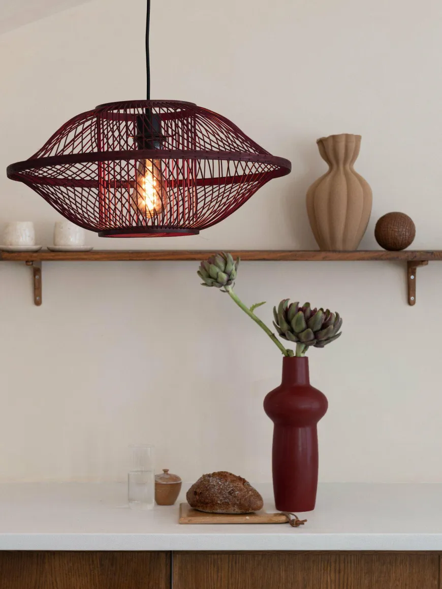 Good&Mojo Hanglamp Maui bamboe burgundy S