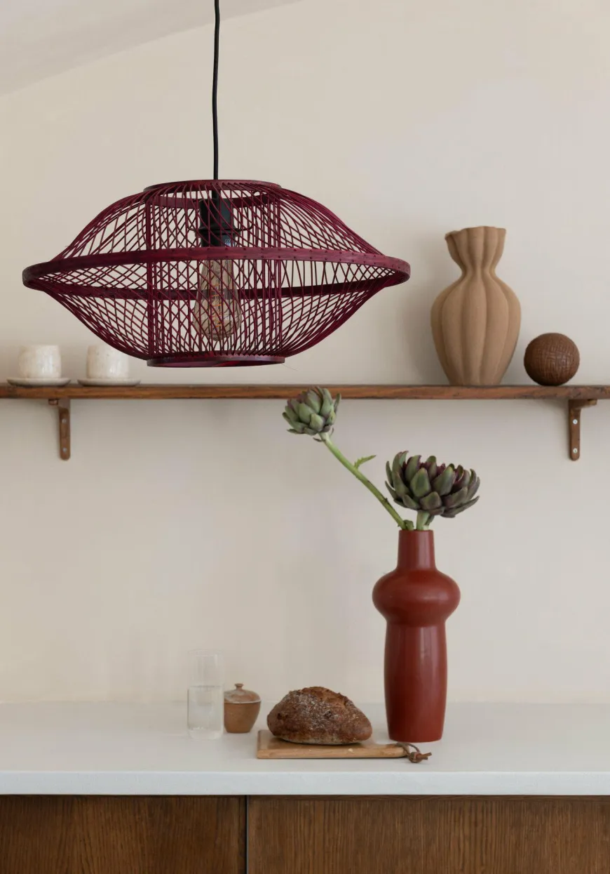 Good&Mojo Hanglamp Maui bamboe burgundy S