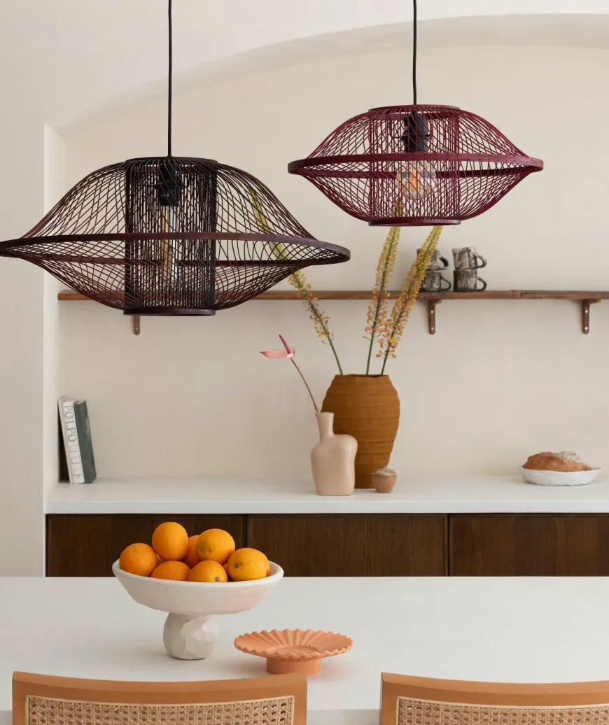 Good&Mojo Hanglamp Maui bamboe ø70xh.30cm burgundy L
