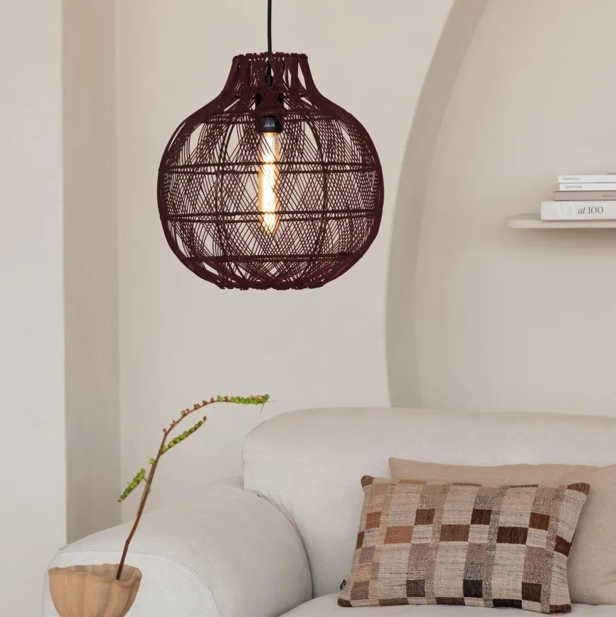 Good&Mojo Hanglamp Mendoza bamboe ø35xh.35cm burgundy S