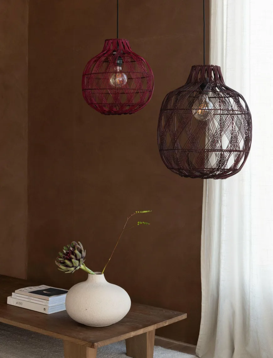 Good&Mojo Hanglamp Mendoza bamboe ø35xh.35cm burgundy S