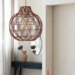Good&Mojo Hanglamp Mendoza bamboe/kap ø35xh.35cm nat/burgundy. S