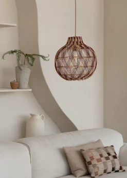 Good&Mojo Hanglamp Mendoza bamboe/kap ø35xh.35cm nat/burgundy. S