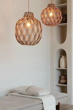 Good&Mojo Hanglamp Mendoza bamboe/kap ø35xh.35cm nat/burgundy. S
