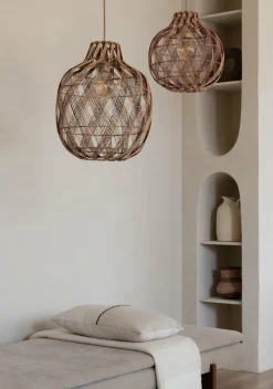 Good&Mojo Hanglamp Mendoza bamboe/kap ø35xh.35cm nat/burgundy. S