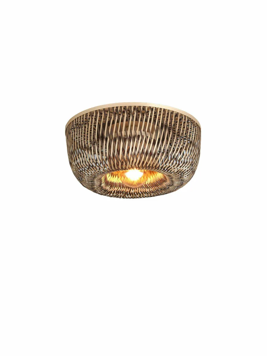 Good&Mojo Plafondlamp Barbados bamboe/halfrond kap ø35xh.15cm naturel/bruin