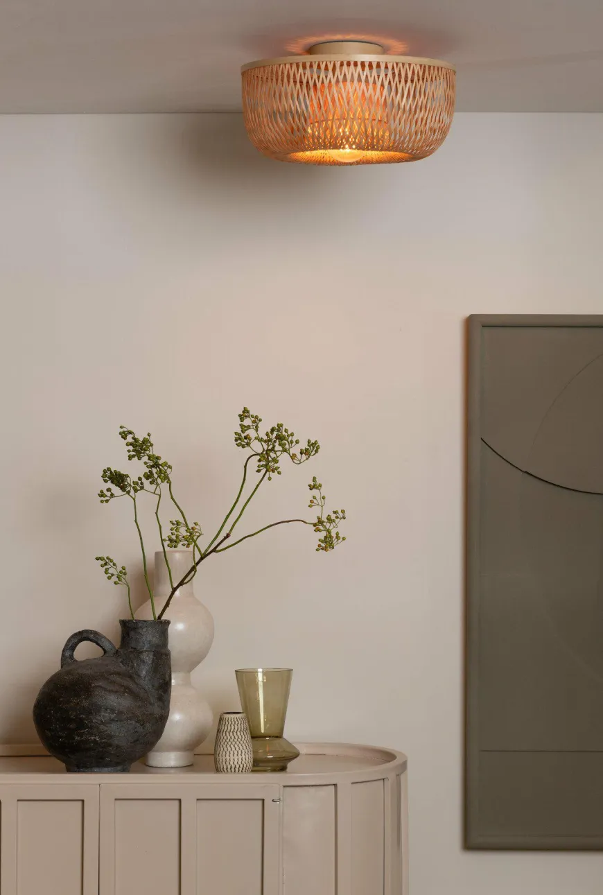 Good&Mojo Plafondlamp Barbados bamboe/halfrond kap ø35xh.15cm naturel