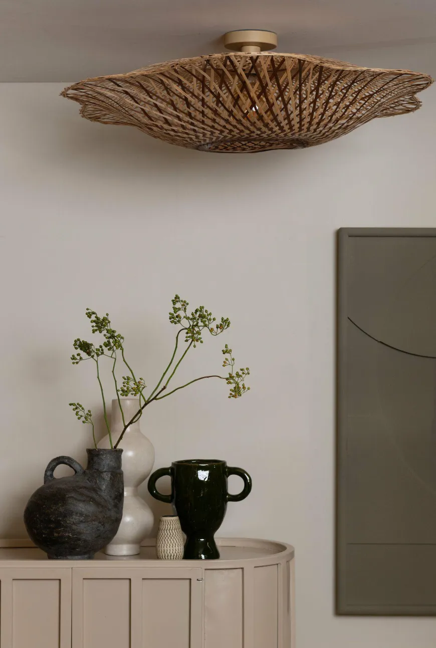 Good&Mojo Plafondlamp Madura bamboe ø87x20cm naturel bruin L