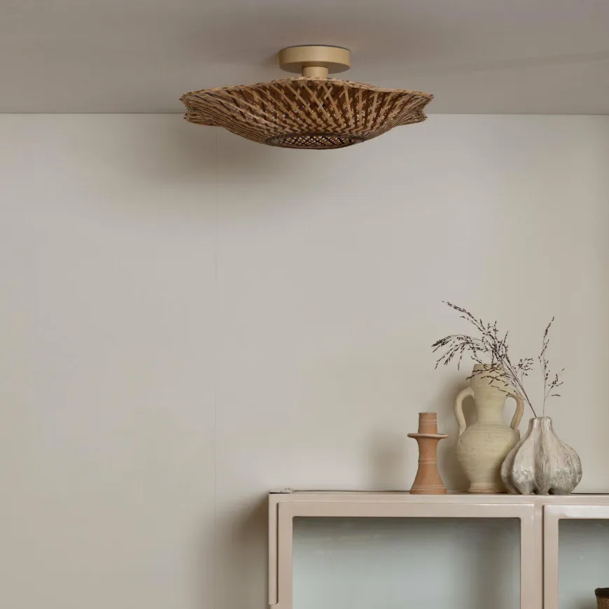 Good&Mojo Plafondlamp Madura bamboe ø44x12cm naturel bruin S