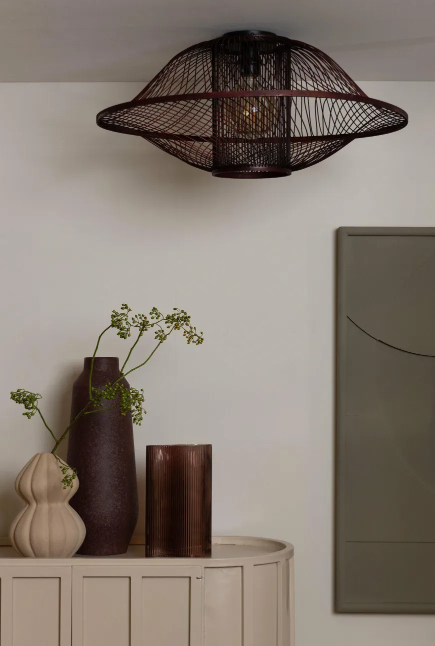 Good&Mojo Plafondlamp Maui bamboe ø70xh.30cm burgundy L