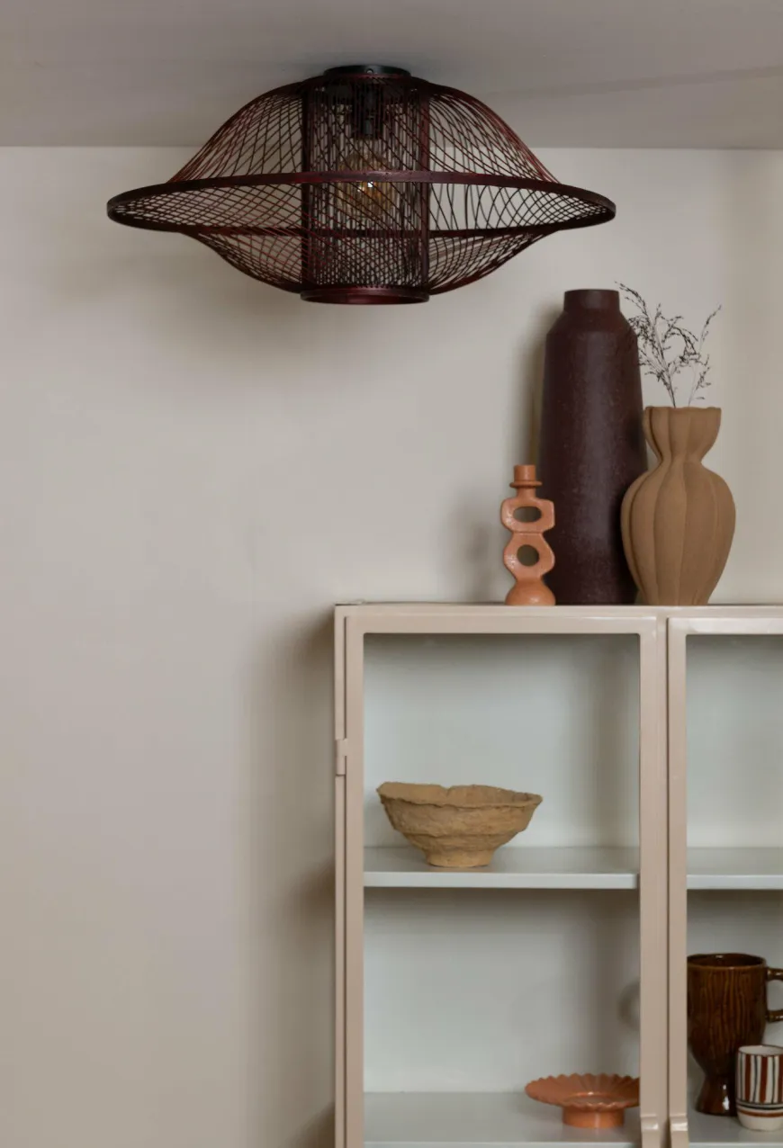 Good&Mojo Plafondlamp Maui bamboe ø70xh.30cm burgundy L