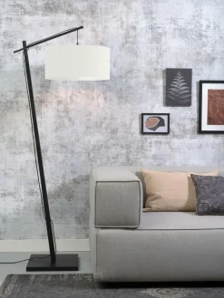 Good&Mojo Vloerlamp Andes bamboe zwart eco linnen wit