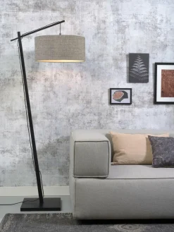 Good&Mojo Vloerlamp Andes bamboe zwart eco linnen donker