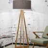 Good&Mojo Vloerlamp bamboe 4-poot Everest linnen donkergrijs