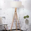 Good&Mojo Vloerlamp bamboe 5-poot Kilimanjaro h.160cm/kap 60x30cm eco linnen licht