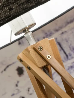 Good&Mojo Vloerlamp bamboe 5-poot Kilimanjaro h.160cm/kap 60x30cm eco linnen licht