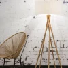 Good&Mojo Vloerlamp bamboe 5-poot Kilimanjaro h.160cm/kap 60x30cm eco linnen wit
