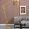 Good&Mojo Vloerlamp Bhutan L bamboe naturel – kap zwart naturel Ø 40 cm