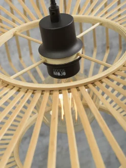 Good&Mojo Vloerlamp Bromo bamboe S zwart – kap Ø 40 naturel