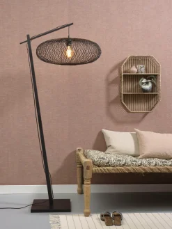 Good&Mojo Vloerlamp Cango bamboe zwart S 176 cm kap Ø 60 zwart