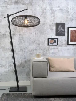 Good&Mojo Vloerlamp Cango bamboe zwart S 176 cm kap Ø 60 zwart