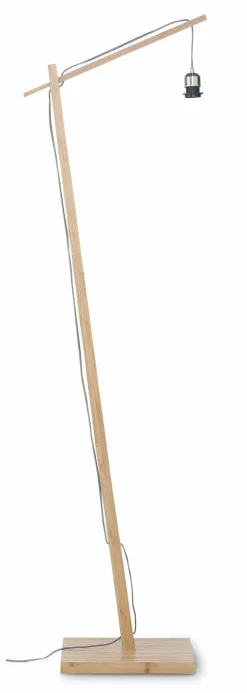Good&Mojo Vloerlamp Cango bamboe naturel S 176 cm kap Ø 60 zwart