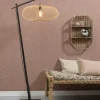 Good&Mojo Vloerlamp Cango bamboe zwart S 176 cm kap Ø 60 naturel