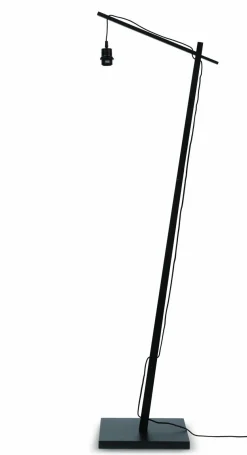 Good&Mojo Vloerlamp Cango bamboe zwart S 176 cm kap Ø 60 naturel