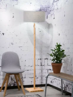 Good&Mojo Vloerlamp Fuji bamboe eco linnen lichtgrijs