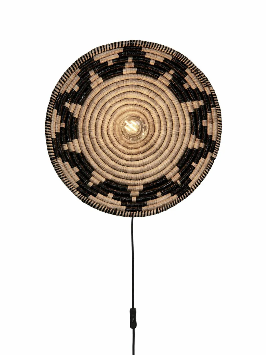 Good&Mojo Wandlamp Andros dia. 45cm zwart/naturel