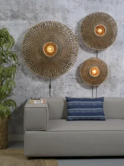 Good&Mojo Wandlamp Bali bamboe 87 x 20 cm zwart/naturel L