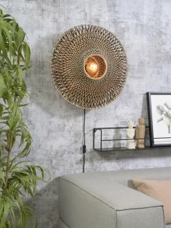 Good&Mojo Wandlamp Bali bamboe 60 x 15 cm zwart/naturel M