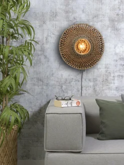 Good&Mojo Wandlamp Bali bamboe 44 x 12 cm zwart/naturel S