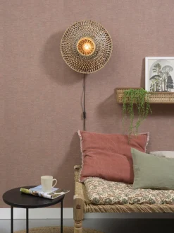 Good&Mojo Wandlamp Bali bamboe 44 x 12 cm zwart/naturel S