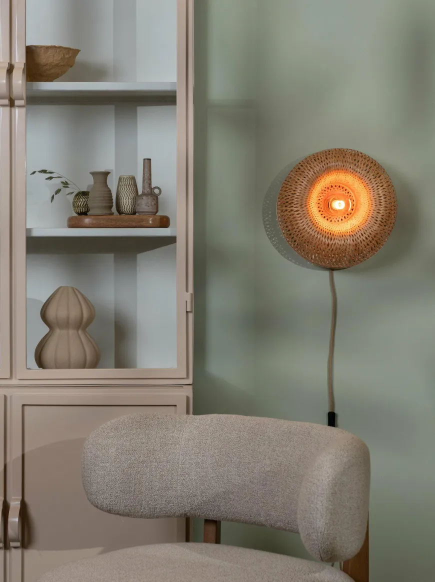 Good&Mojo Wandlamp Barbados bamboe ø35xh.15cm naturel