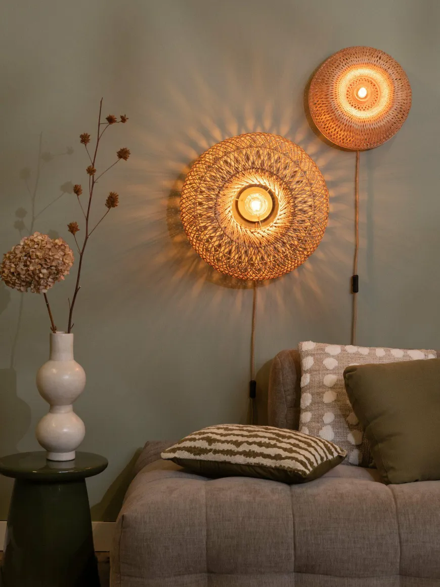Good&Mojo Wandlamp Barbados bamboe ø35xh.15cm naturel
