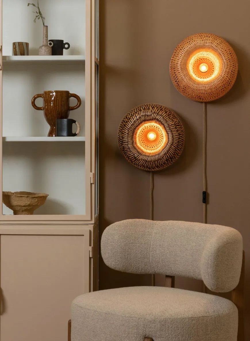 Good&Mojo Wandlamp Barbados bamboe ø35xh.15cm naturel