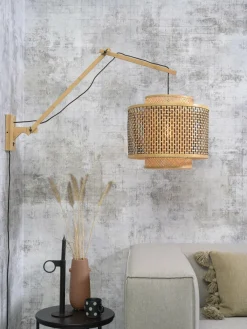Good&Mojo Wandlamp Bhutan bamboe naturel Ø 40 zwart naturel L