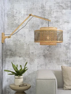 Good&Mojo Wandlamp Bhutan bamboe naturel Ø 50 zwart naturel L