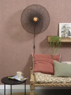 Good&Mojo Wandlamp Cango bamboe ellips dia.60x25cm zwart