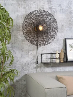 Good&Mojo Wandlamp Cango bamboe ellips dia.60x25cm zwart