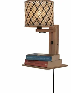 Good&Mojo Wandlamp Java met plank naturel zwart