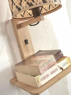 Good&Mojo Wandlamp Java met plank naturel zwart