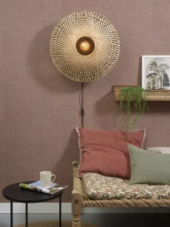 Good&Mojo Wandlamp Kalimantan bamboe plat Ø60 M