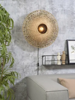 Good&Mojo Wandlamp Kalimantan bamboe plat Ø60 M