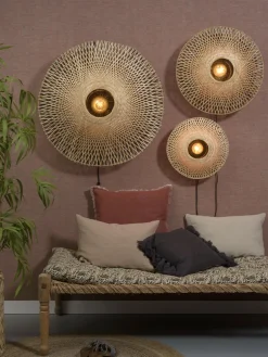 Good&Mojo Wandlamp Kalimantan bamboe plat Ø60 M